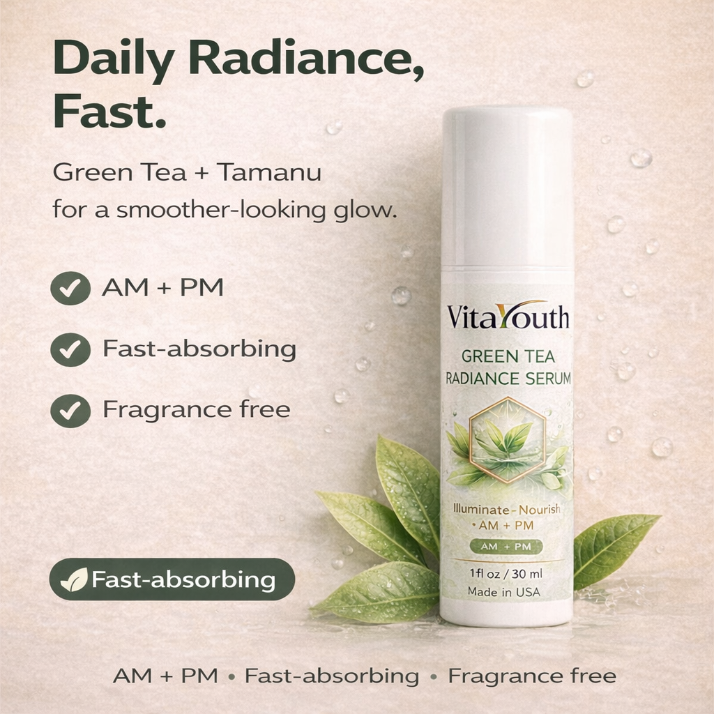 VitaYouth™ Green Tea + Tamanu Oil Radiance Serum for Brighter, Even-Looking Skin