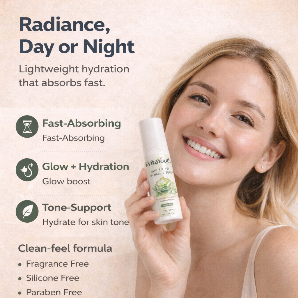 VitaYouth™ Green Tea + Tamanu Oil Radiance Serum for Brighter, Even-Looking Skin