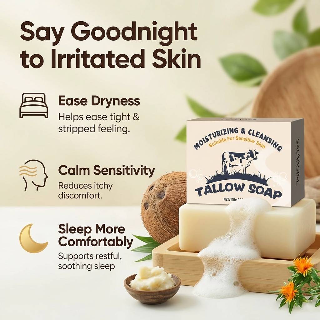 Unscented Beef Tallow Soap Bar for Soft, Comfortable Skin